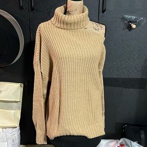 Peek Perfection Cold-Shoulder Cowl Neck Sweater